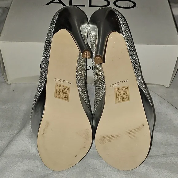 Aldo Fran Silver Platform Heels Size 8 - Picture 6 of 16